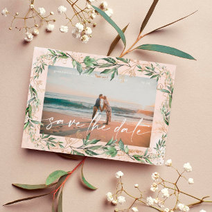 Boho Modern Golden Eucalyptus Greenery Abstract Sa Save The Date