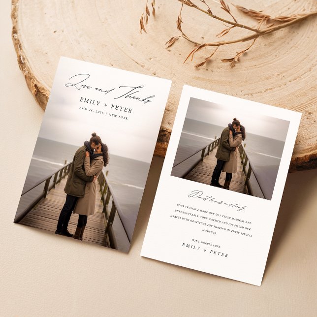 Boho Modern Handwritten Photo Wedding Thank You Card (Creator Uploaded)
