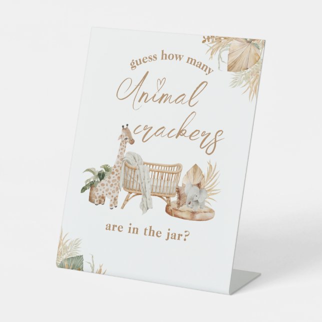 Boho Modern Heart Font Baby Shower Guess Game Sign (Front)