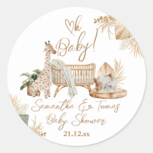 Boho Modern Heart Gender Neutral Baby Shower Classic Round Sticker