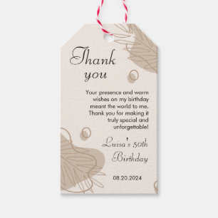 Boho Modern Leaf All Ages Birthday Gift Tags