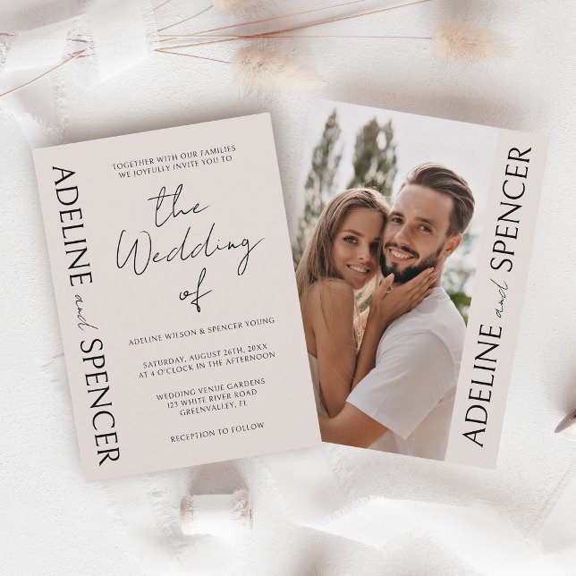Boho Modern Minimalist Photo Wedding Invitation (Creator Uploaded)