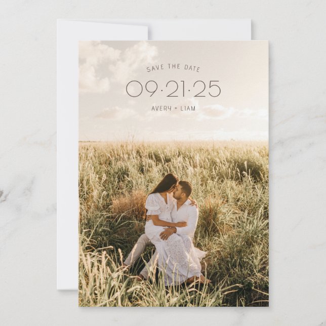Boho Modern Minimalist Rustic Neutral Wedding Save The Date (Front)