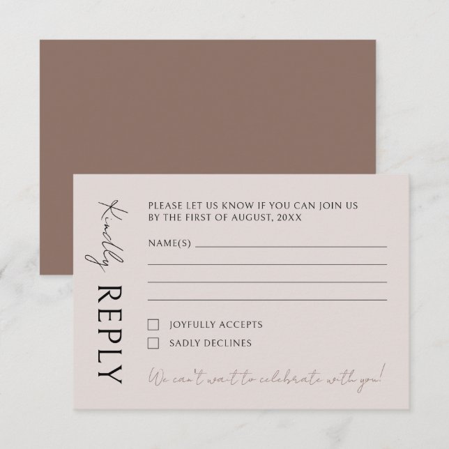 Boho Modern Minimalist Wedding RSVP Card (Front/Back)