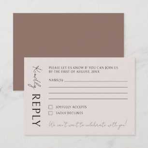 Boho Modern Minimalist Wedding RSVP Card