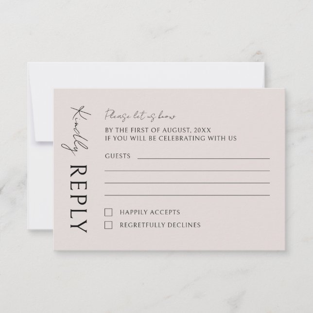Boho Modern Minimalist Wedding RSVP Card (Front)