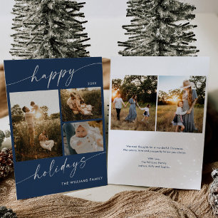 Boho Modern Multiple Photos Christmas Holiday Card