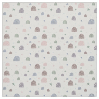 boho modern pastel rainbow stars fabric