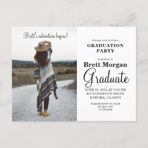 Boho Modern Photo Graduation Party  Invitation Pos Postcard
