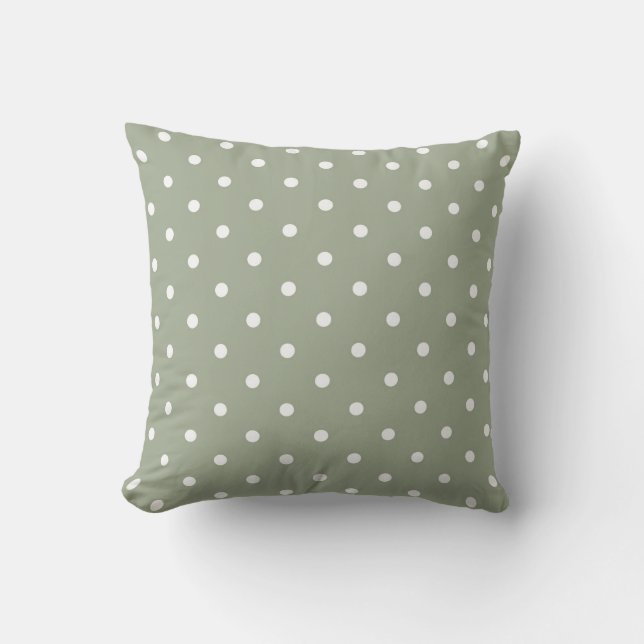 Boho Modern Polka Dot Neutral Earthy Sage Green Throw Pillow (Front)