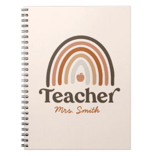 Boho Modern Rainbow Apple - Personalized Teacher Notebook