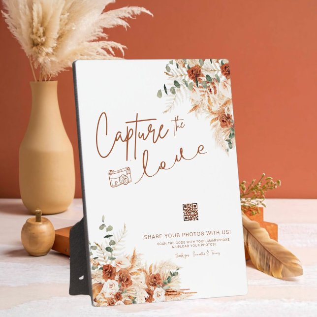 Boho Modern Script Capture The Love Wedding Plaque (Creator Uploaded)