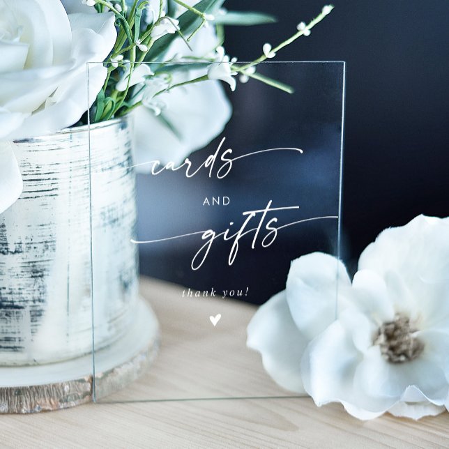 Boho Modern White Clear Wedding Cards and Gifts Acrylic Sign (Creator Uploaded)