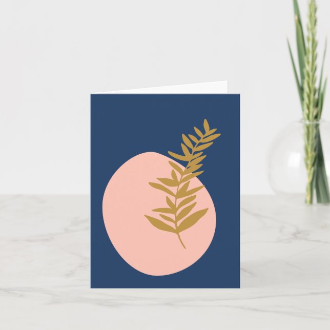 Boho Moderne Abstrait Botanique Art Rose Bleu Or (Devant)