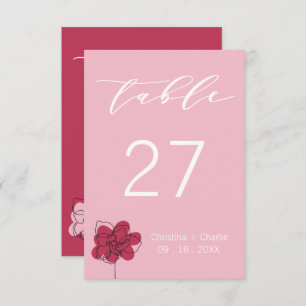 Boho moderne Fuchsia Mariage rose Numéro de table