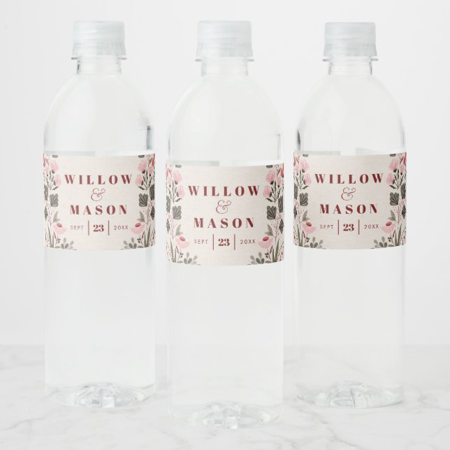 Boho moderne mariage folklorique Faveurs Étiquette (Bouteilles)