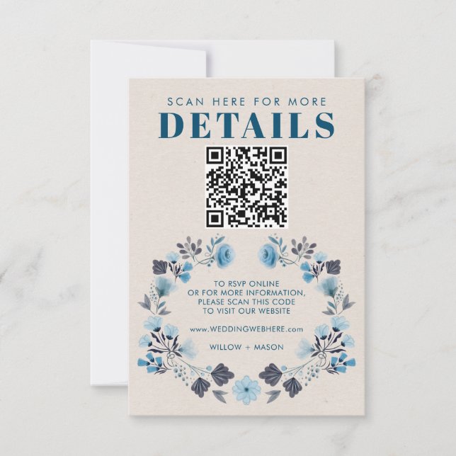 Boho moderne mariage folklorique RSVP détails QR C (Devant)