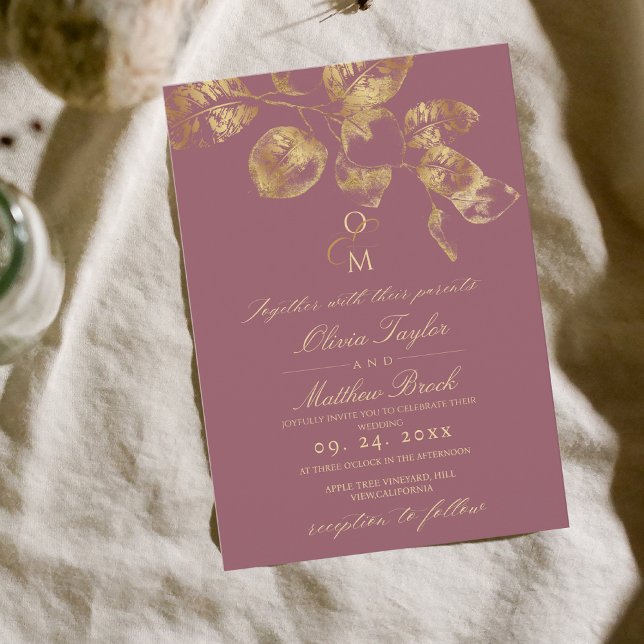 Boho moderne Pantone & Gold Faire-part de mariage (Créateur téléchargé)