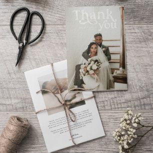 Boho moderne simple   Mariage photo Merci