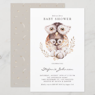 Boho Mommy and Baby Owl Baby Shower Invitation