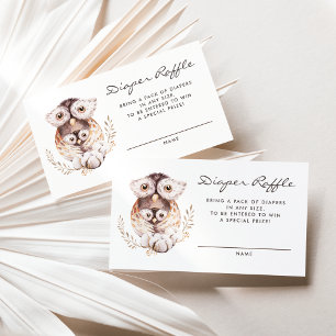 Boho Mommy and Baby Owls Diaper Raffle Card
