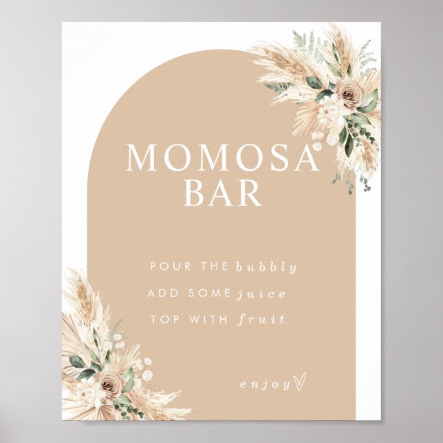 Boho Momosa Beige Pampas Grass Bar Poster (Front)
