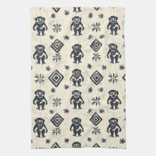 Boho Monkey Jungle Safari Pattern (2) Kitchen Towel