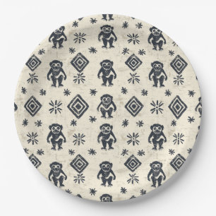 Boho Monkey Jungle Safari Pattern (2) Paper Plate