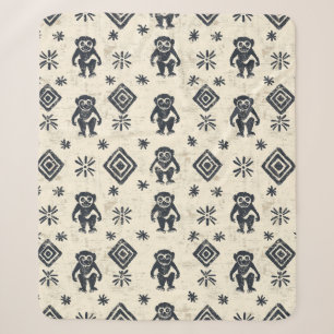 Boho Monkey Jungle Safari Pattern (2) Sherpa Blanket