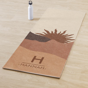 Boho Monogram Abstract Sun Mountains Modern Yoga Mat