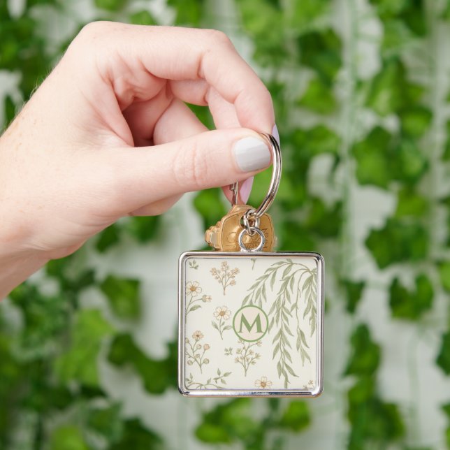 Boho Monogram Cottagecore Gift Keychain (Hand)