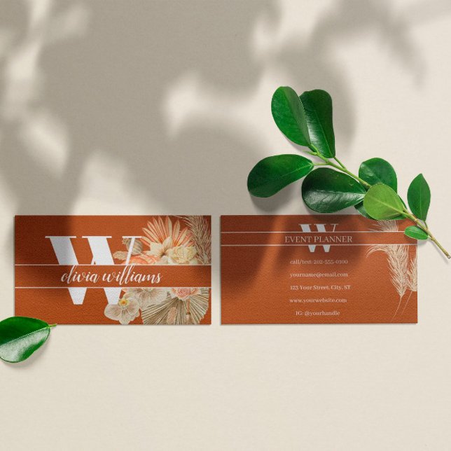 Boho Monogram Event Planner Wedding Salon Business Card (Creator Uploaded)