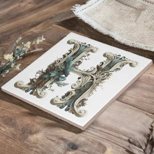 Boho Monogram Initial H Tile
