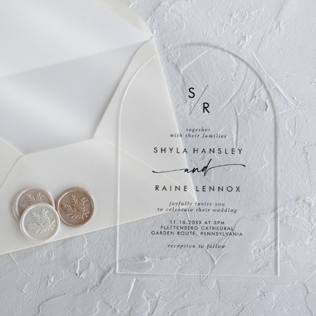 Boho Monogram Modern Unique Clear Acrylic Wedding Invitations (Boho Monogram Modern Unique Clear Acrylic Wedding Acrylic Invitations)