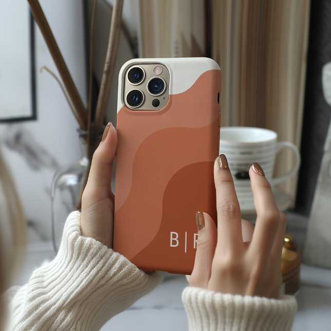  Boho Monogram Terracotta Initial  Case-Mate iPhone Case (Creator Uploaded)