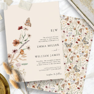Boho Monogram Wedding Invitation