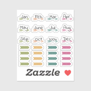Boho Monthly Arrows and Washi Planner Stickers