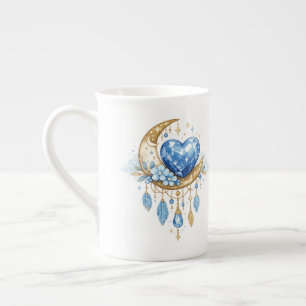 Boho Moon and Crystal Heart Coffee Mug – Whimsical