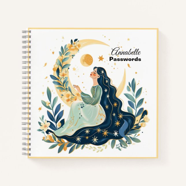 Boho Moon Maiden Spiral Notebook (Front)