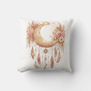 Boho Moon Mystical Vibe Throw Pillow