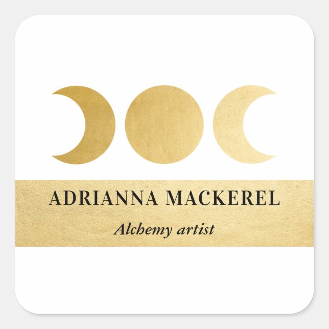 Boho Moon Phase Faux Gold Foil Modern  Square Sticker (Front)