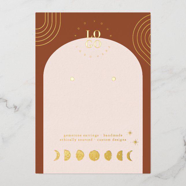 Boho Moon Phase | Terracotta Earring Display Card (Front)