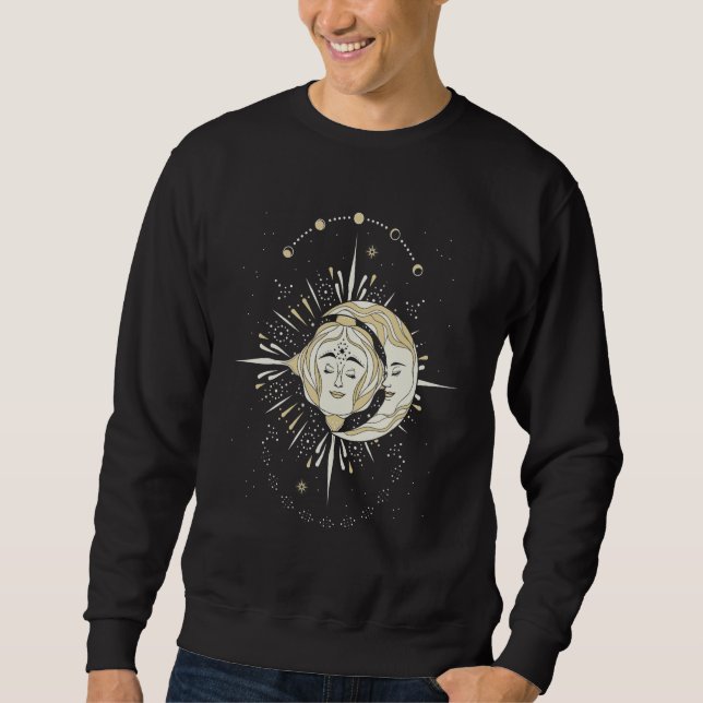 Boho Moon Phases Sun Celestial Witchcraft Sweatshirt (Front)