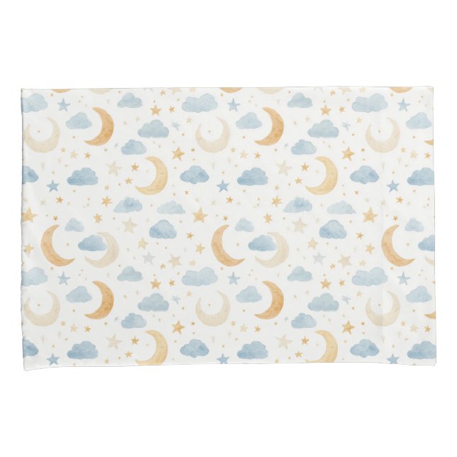 Boho Moon Stars Cloud Kids Pillowcase (Front-Right)