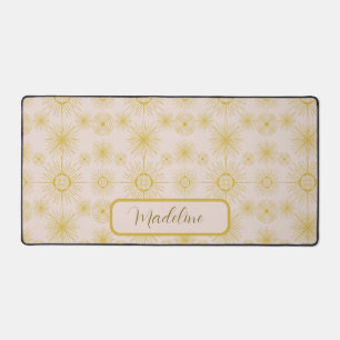Boho Moon Stars Sun Blush Pink Pattern Desk Mat