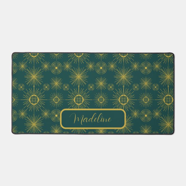 Boho Moon Stars Sun Turquoise Green Motif (Recto)