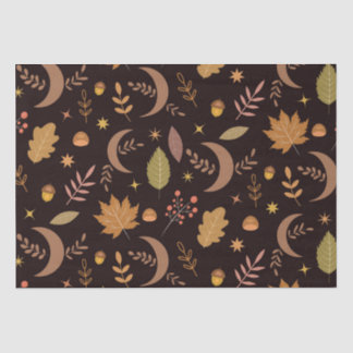 Boho Moon with autumn leaves pattern    Tissue Paper