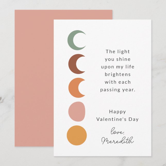 Boho Moons Inspirational Saying Valentine Card (Front/Back)