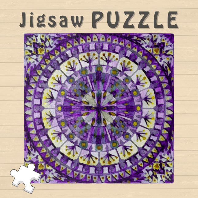 Boho Mosaic Mandala Tile Violet Flame -  Jigsaw Puzzle (Creator Uploaded)