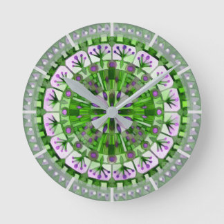 Boho Mosaic Tile Green Grass -  Round Clock
